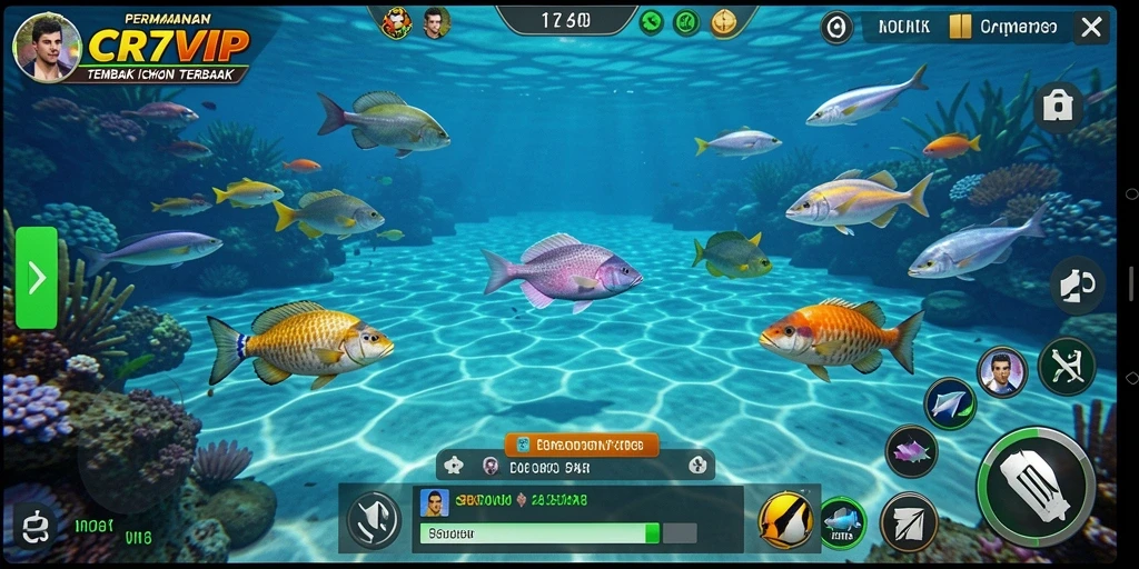 Tampilan gameplay seru dalam CR7VIP saat menangkap ikan.