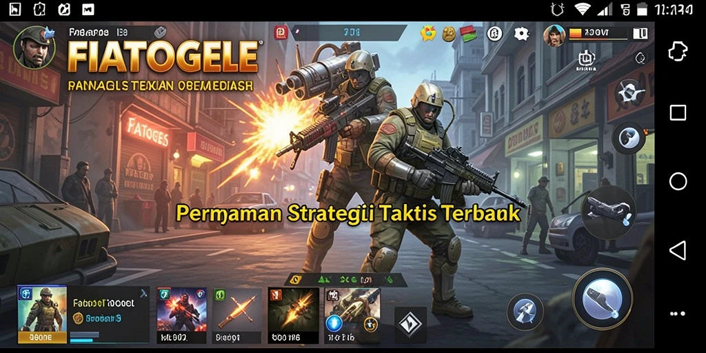 Tangkapan layar utama FIATOGEL menampilkan aksi pertempuran yang mendebarkan.