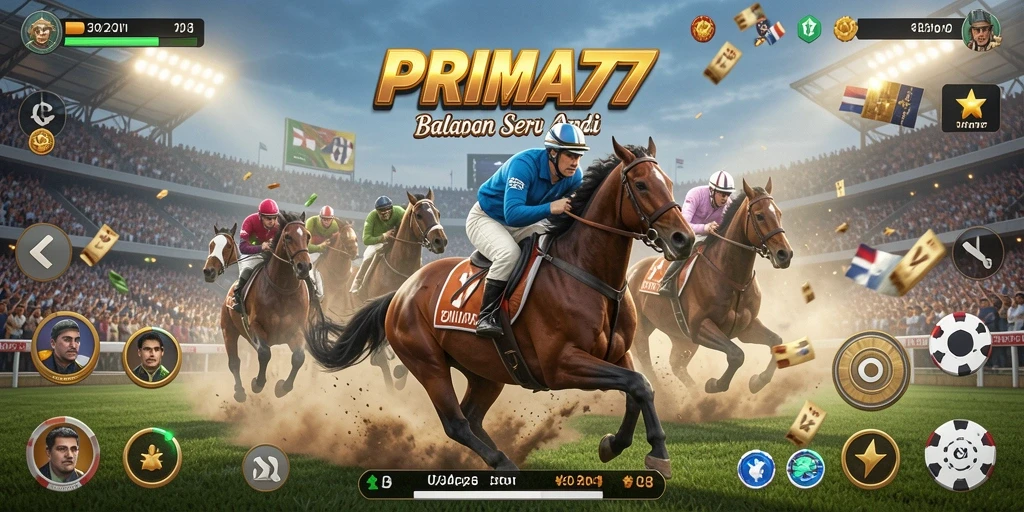 Tampilan gameplay balapan yang mendebarkan di PRIMA77.