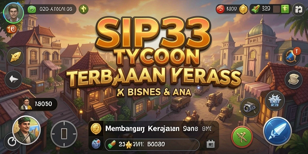 Tampilan gameplay SIP33 yang menampilkan aspek manajemen bisnis.
