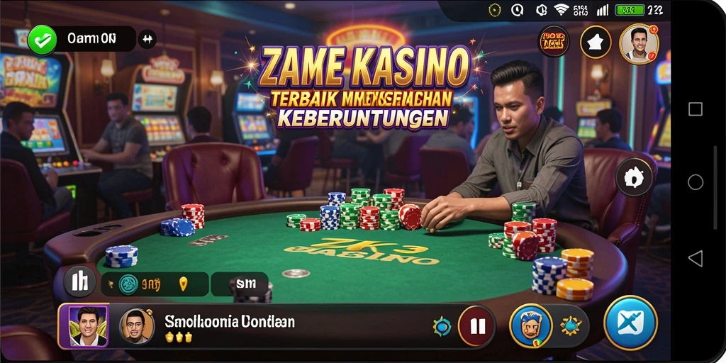 Screenshot gameplay ZK3 menampilkan suasana Kasino yang mendebarkan.